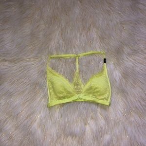 Victoria Secret Womens Bra Padded Lace Yellow XS